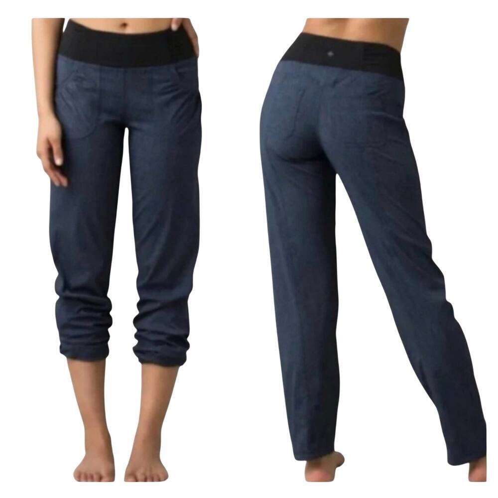 Prana Womens Summit Pant Regular Inseam Blue/Black Hiking Performance Sz 6 *EUC